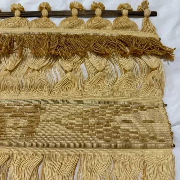 Boho Hand Woven Textile Tapestry Wallhanging Vintage Handmade - Picture 4 of 10